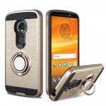 Wholesale Motorola Moto G7 Power 360 Ring Kickstand Hybrid Case with Metal Plate (Gold)